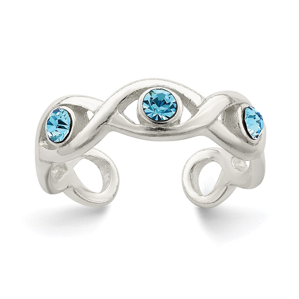 Sterling Silver Stellux Crystal Toe Ring, 5 mm