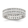Sterling Silver Rhodium-plated Double Row CZ Band, Size 6