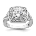 Sterling Silver Rhodium-plated Round 8.10mm CZ Ring, Size 6