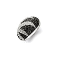 Sterling Silver Antiqued Black & White CZ Ring, Size 7