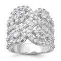 Sterling Silver Polished Floral CZ Ring, Size 7