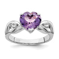 Sterling Silver Lavender CZ Heart Ring, Size 8