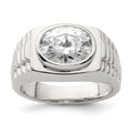 Sterling Silver Rhodium-plated Men's CZ Ring, Size 11