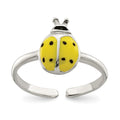 Sterling Silver Enameled & Polished Lady Bug Toe Ring, 2 mm