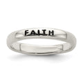 Sterling Silver Antiqued and Polished Faith Ring, Size 8