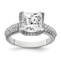 Sterling Silver Square CZ Ring, Size 8, 4.19 g