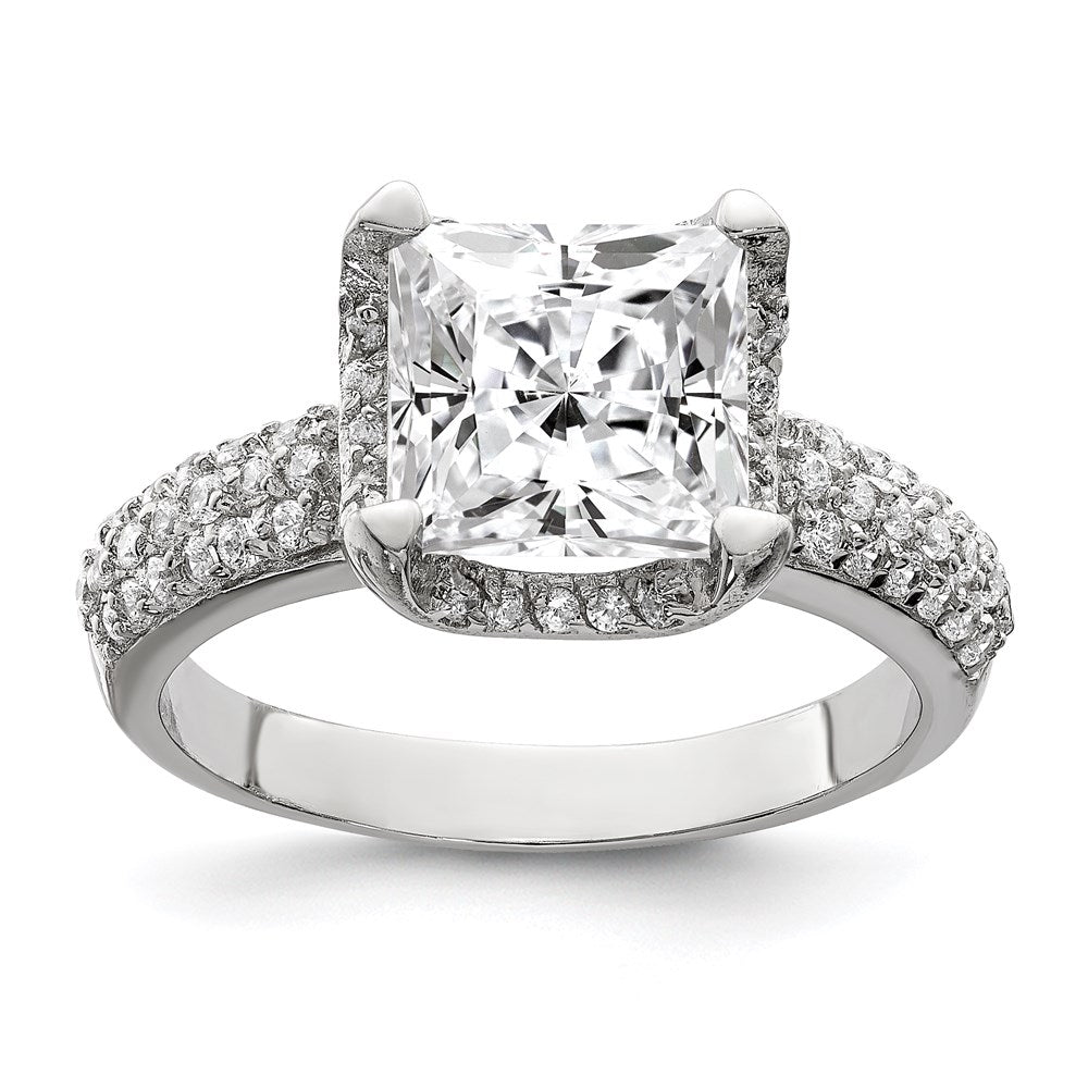 Sterling Silver Square CZ Ring, Size 8, 4.19 g