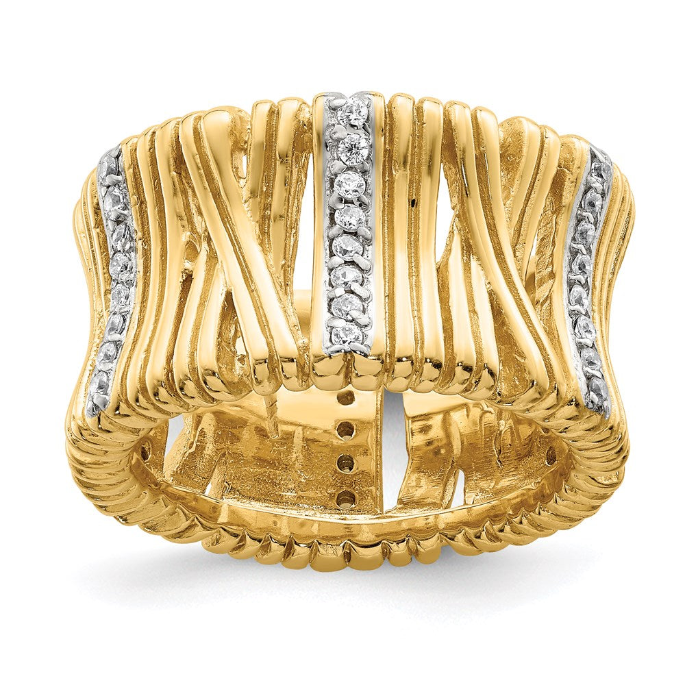 Sterling Silver & Vermeil CZ Wrapped Look Ring, Size 6