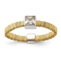 Sterling Silver w/ Gold-tone Vermeil Wire Wrapped CZ Ring, Size 7, 5.15 mm