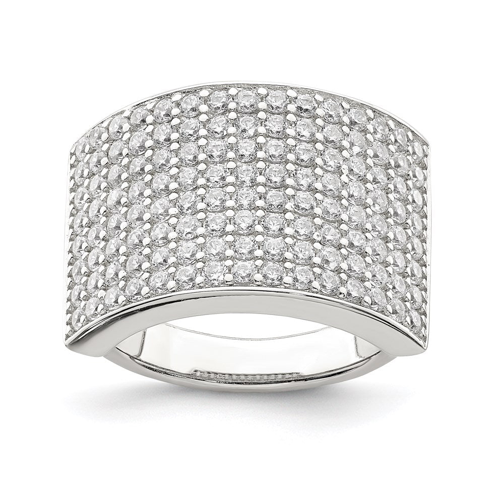 Sterling Silver Polished CZ Ring, Size 6, 6.62 g