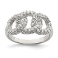 Sterling Silver Polished Three Interlocking CZ Circles Ring, Size 7