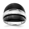 Sterling Silver Rhodium-plated Band w/ Surrounding Onyx Bands Ring, Size 8