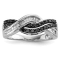 Sterling Silver Black and White Diamond Ring, 0.508 ct, Size 7