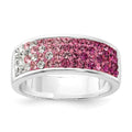 Sterling Silver Stellux Crystal Pink & White Ombre Band Ring, Size 7, 7.55 mm