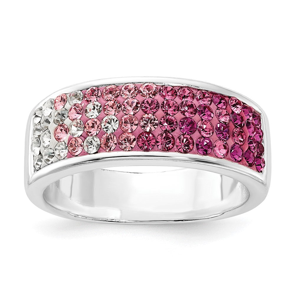 Sterling Silver Stellux Crystal Pink & White Ombre Band Ring, Size 7, 7.55 mm