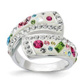 Sterling Silver Stellux Multi-Color Crystal White Ring, Size 7, 18.9 mm