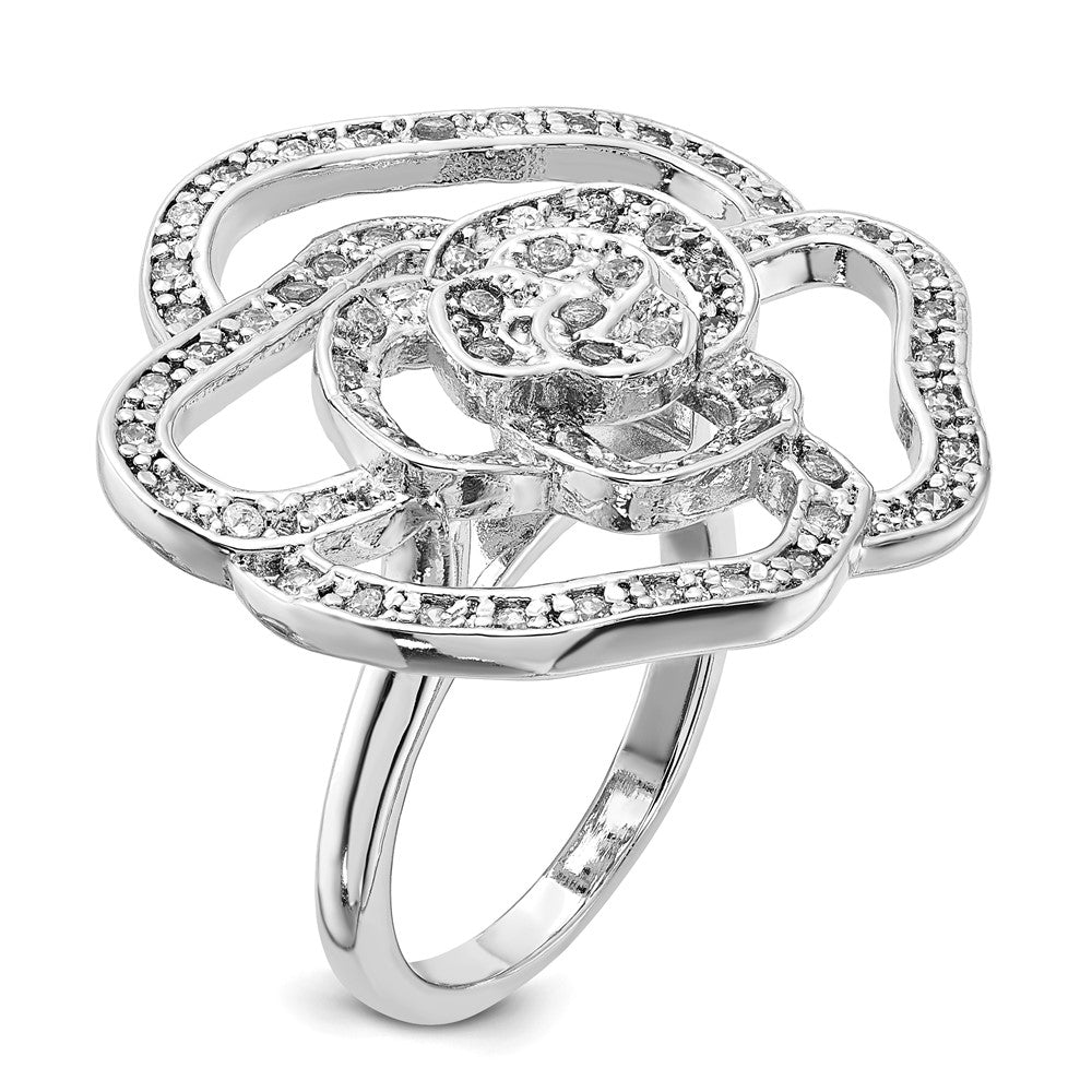 Sterling Silver CZ Rose Ring, Size 6, 27.45 mm