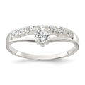 Sterling Silver Row and Solitaire CZ Ring, Size 6