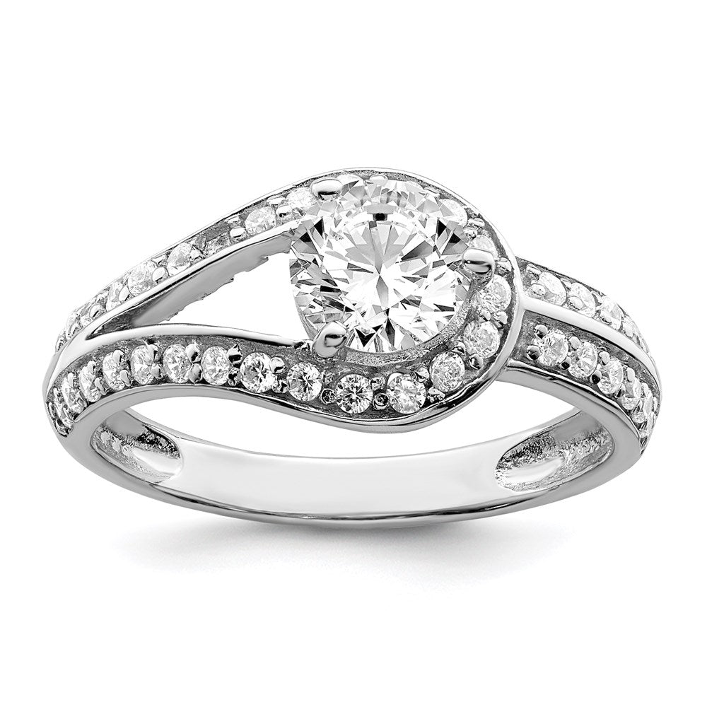 Sterling Silver Rhodium Plated CZ Ring, Size 8, 2.78 g