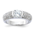 Sterling Silver Rhodium Plated CZ Ring, Size 7, 6.55 mm
