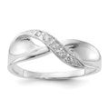Sterling Silver CZ Twist Ring, Size 8, 7 mm