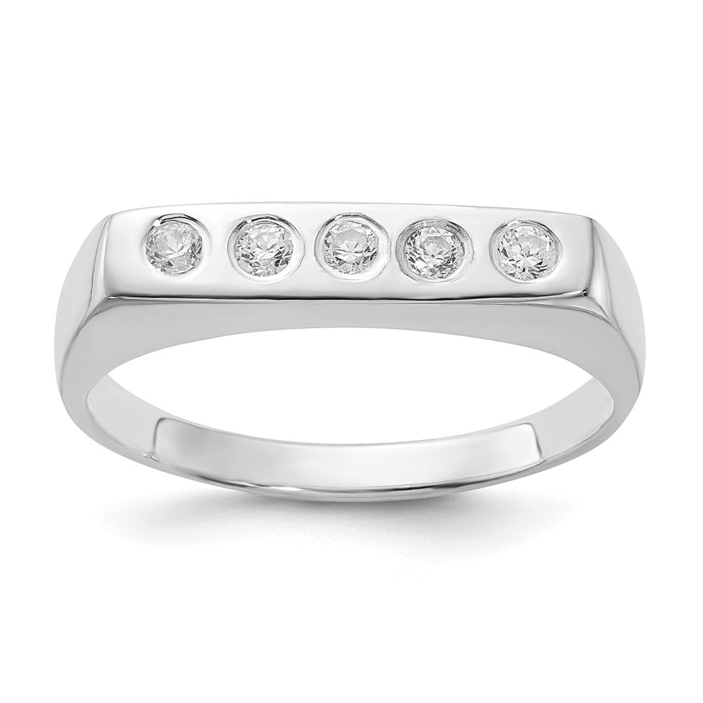 Sterling Silver Flat Top CZ Ring, Size 7, 3.9 mm