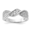Sterling Silver Rhodium Plated CZ Twisted Ring, Size 7, 6.75 mm