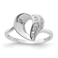 Sterling Silver Rhodium Plated CZ Heart Ring, Size 6, 11.2 mm