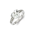 Sterling Silver Rhodium Plated CZ Heart Ring, Size 6