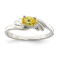 Sterling Silver Yellow Oval CZ Ring, Size 8