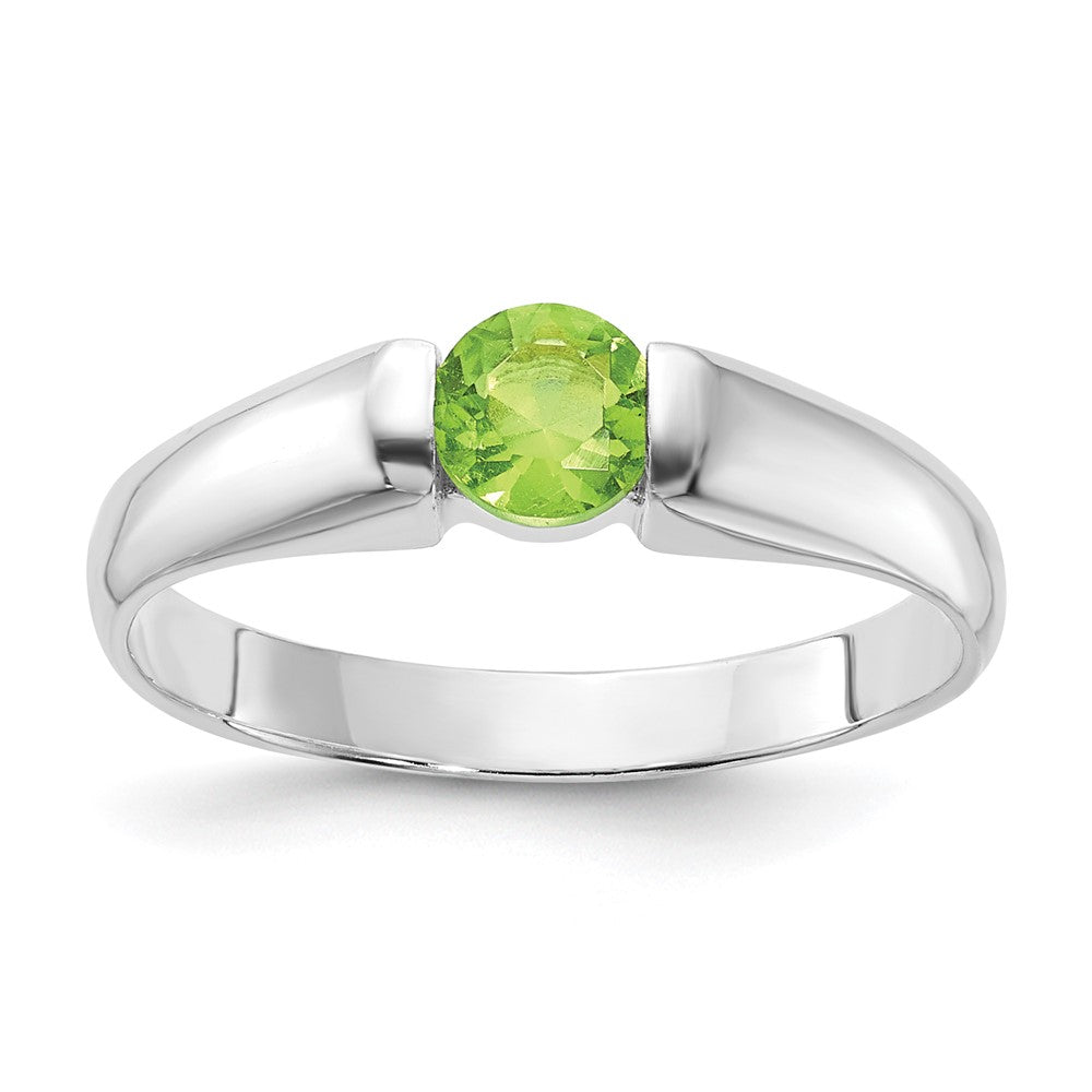 Sterling Silver Lime Green Round CZ Ring, Size 7, 4.7 mm