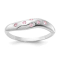 Sterling Silver Pink CZ Wavy Ring, Size 7, 5 mm