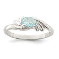 Sterling Silver Light Blue Oval CZ Ring, Size 7