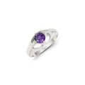 Sterling Silver Purple Round CZ Ring, Size 7