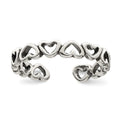 Sterling Silver Antiqued Heart Toe Ring, 3.3 mm