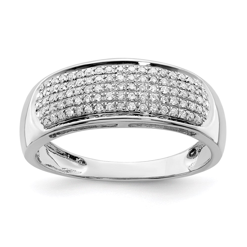 Sterling Silver Rhodium Plated Diamond Ladies Band, 0.273 ct, Size 7