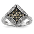 Sterling Silver Champagne Diamond & Diamond Shape Ring, 0.33 ct, Size 8