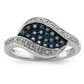 Sterling Silver Blue Diamond Fancy Marquise Ring, 0.2 ct, Size 8