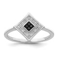 White Night Sterling Silver Rhodium-plated Black and White Diamond Ring, 0.06 ct, Size 7, 2 mm