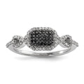 Sterling Silver Black and White Diamond Ring, 0.27 ct, Size 6