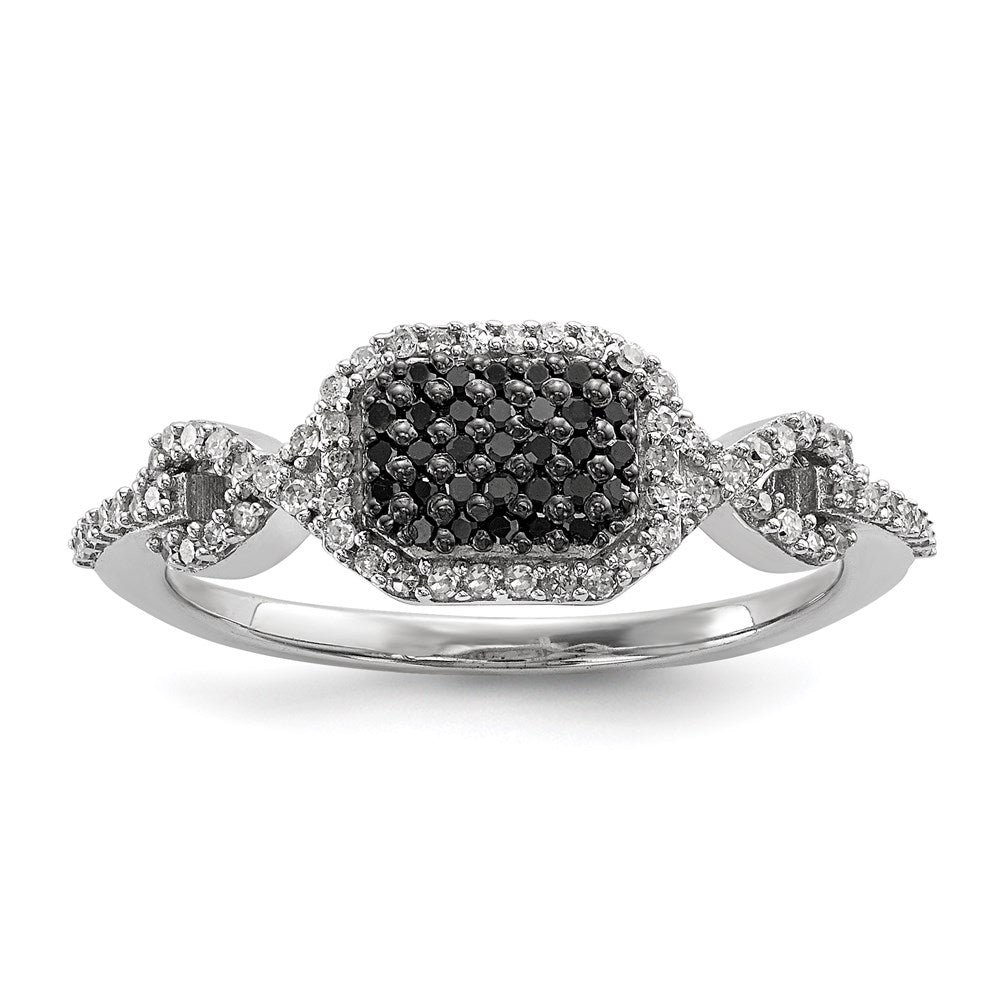 Sterling Silver Black and White Diamond Ring, 0.27 ct, Size 6