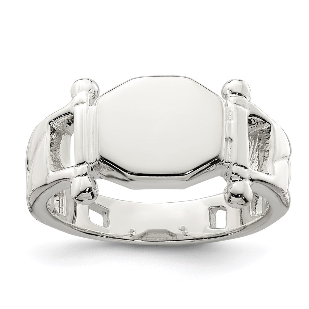 Sterling Silver Fancy Signet Ring, Size 8