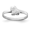 Sterling Silver RH Plated Child's Polished Kitty Cat Ring, Size 4