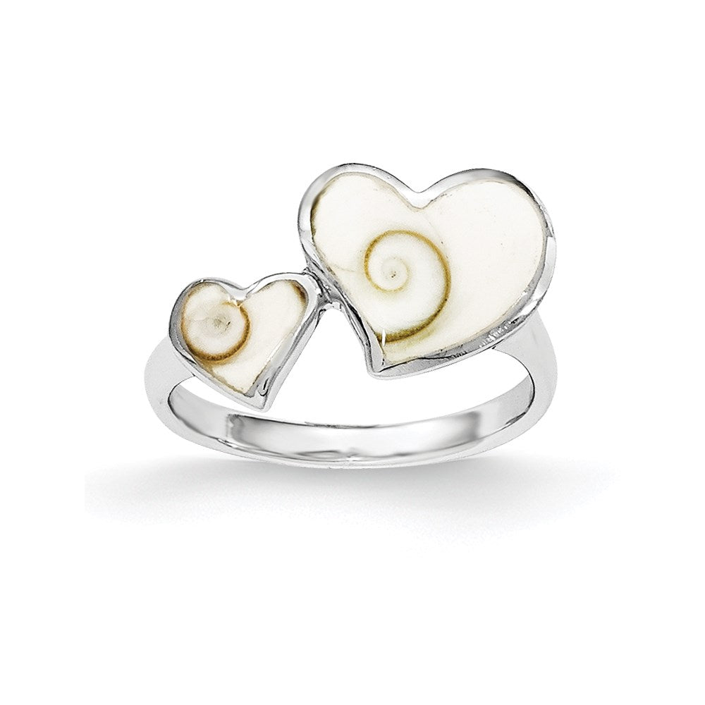 Sterling Silver Polished Hearts Shiva Eye Ring, Size 6
