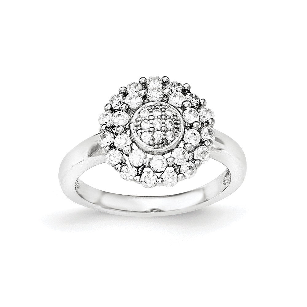 Sterling Silver Polished CZ Ring, Size 6, 3.2 g