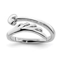 Sterling Silver Rhodium-plated Heart w/Wing Toe Ring, 1.5 mm