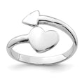 Sterling Silver Rhodium-plated Heart w/Arrow Toe Ring, 1.4 mm