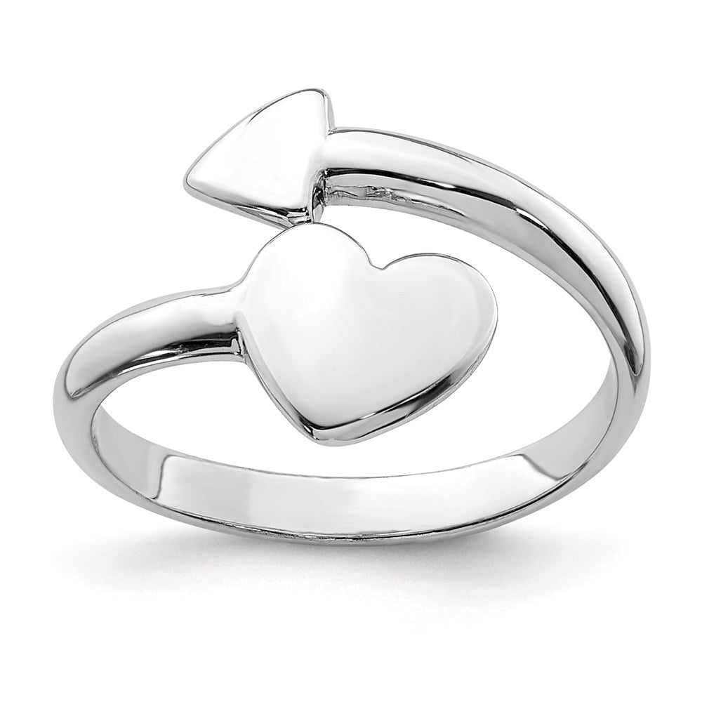 Sterling Silver Rhodium-plated Heart w/Arrow Toe Ring, 1.4 mm