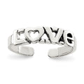 Sterling Silver Antiqued LOVE Toe Ring, 2 mm