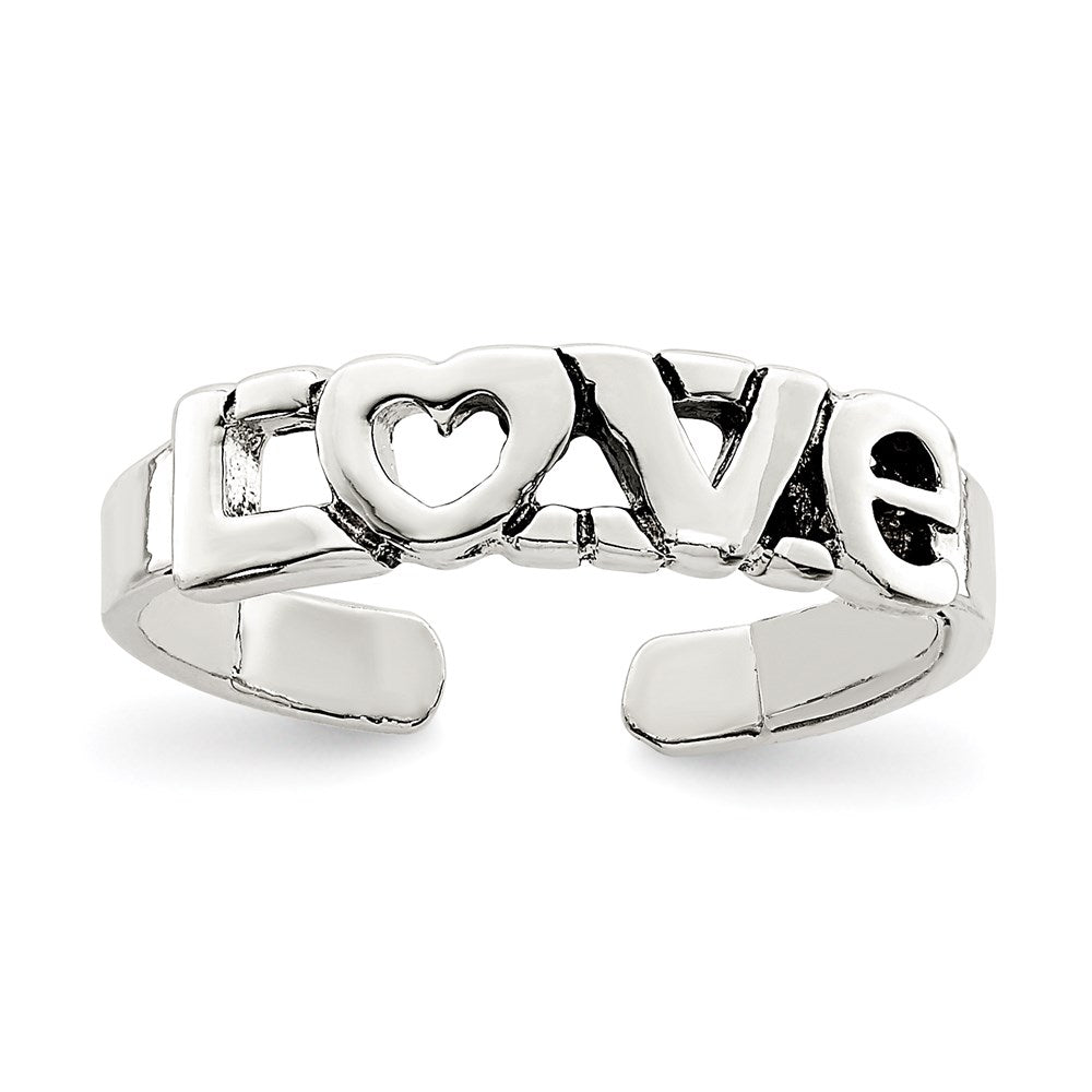 Sterling Silver Antiqued LOVE Toe Ring, 2 mm